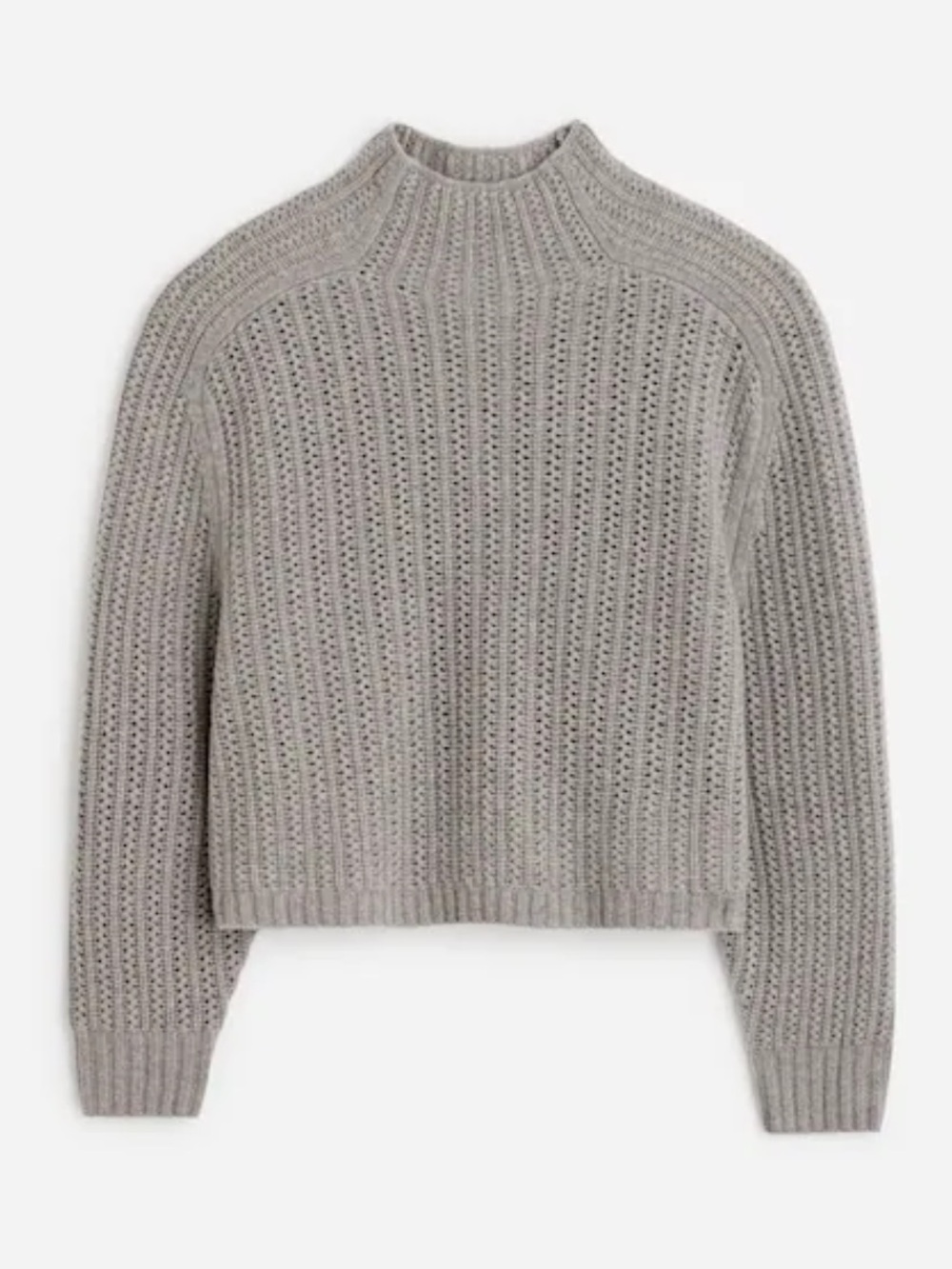Madewell Pointelle-Stitch Mockneck Sweater in Heathered Pewter, Size M